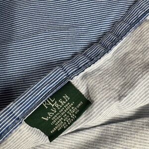 RALPH LAUREN Oxford Stripe BLUE and WHITE Full Flat Sheet